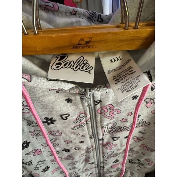 Plus 3xl /xxxl juniors Barbie novelty logo graffiti graphic  hooded sweatshirt - Picture 7 of 9